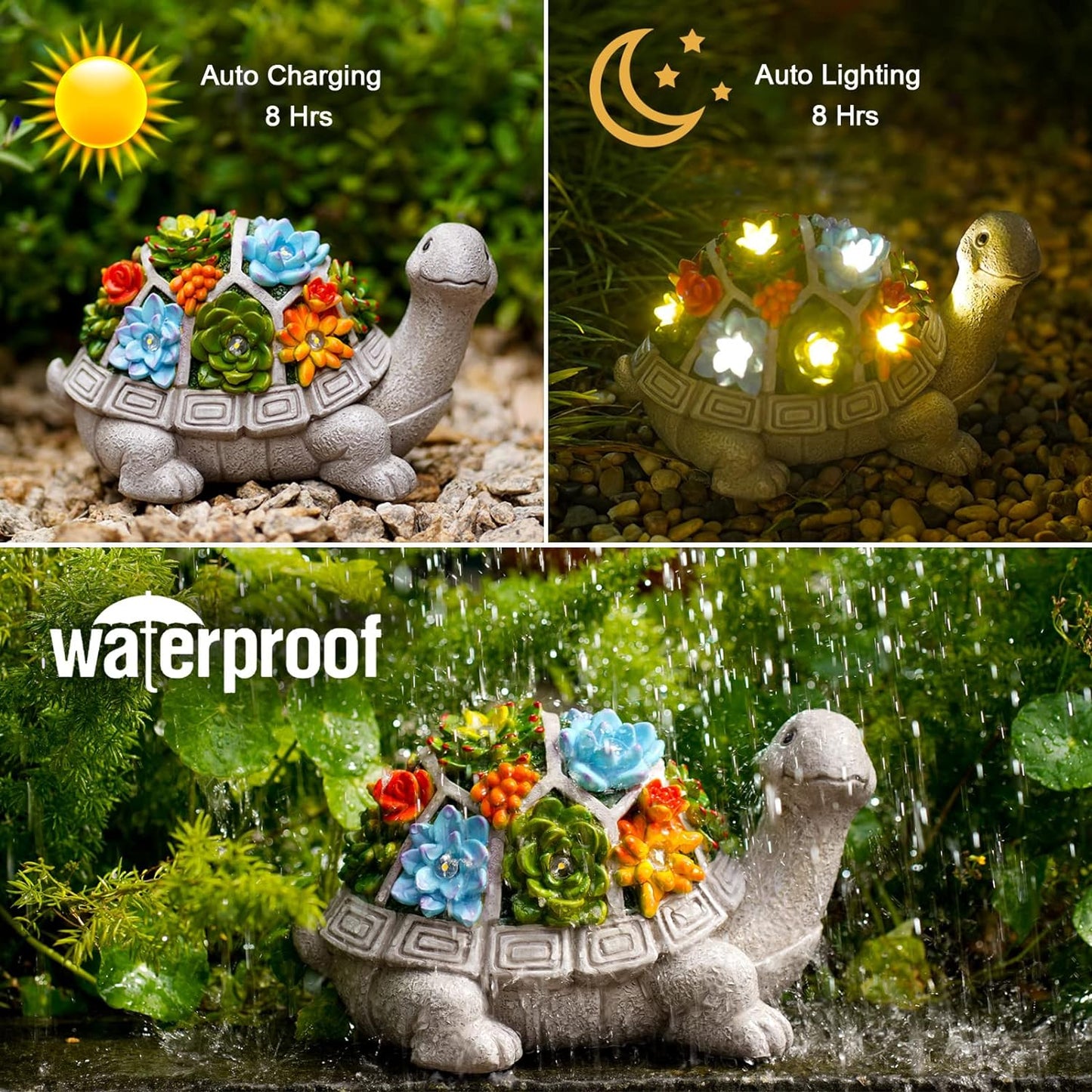 Solar Garden Outdoor Statues Turtle.