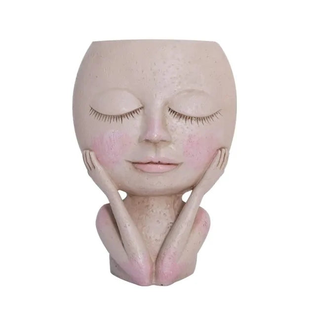 Girls Face Head Flower Planter Succulent.