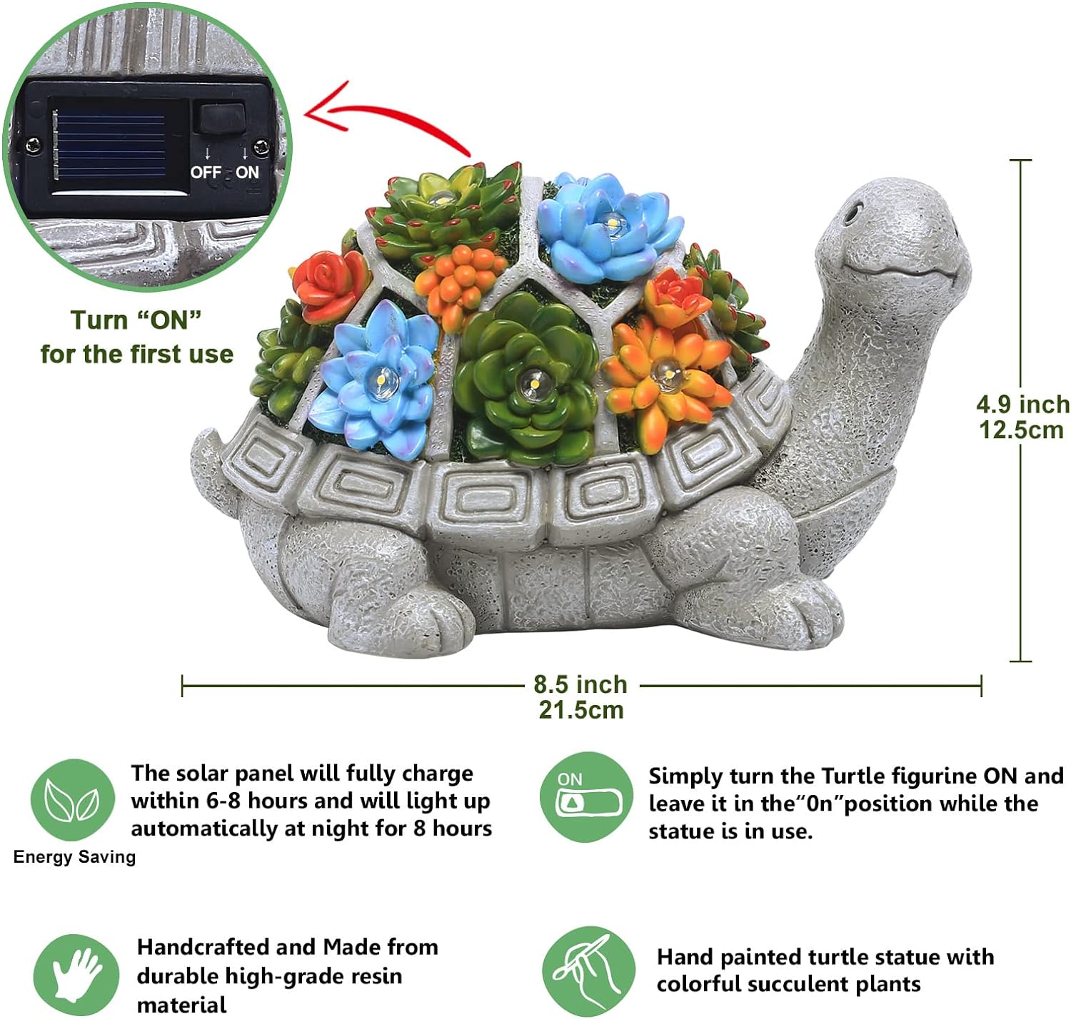 Solar Garden Outdoor Statues Turtle.