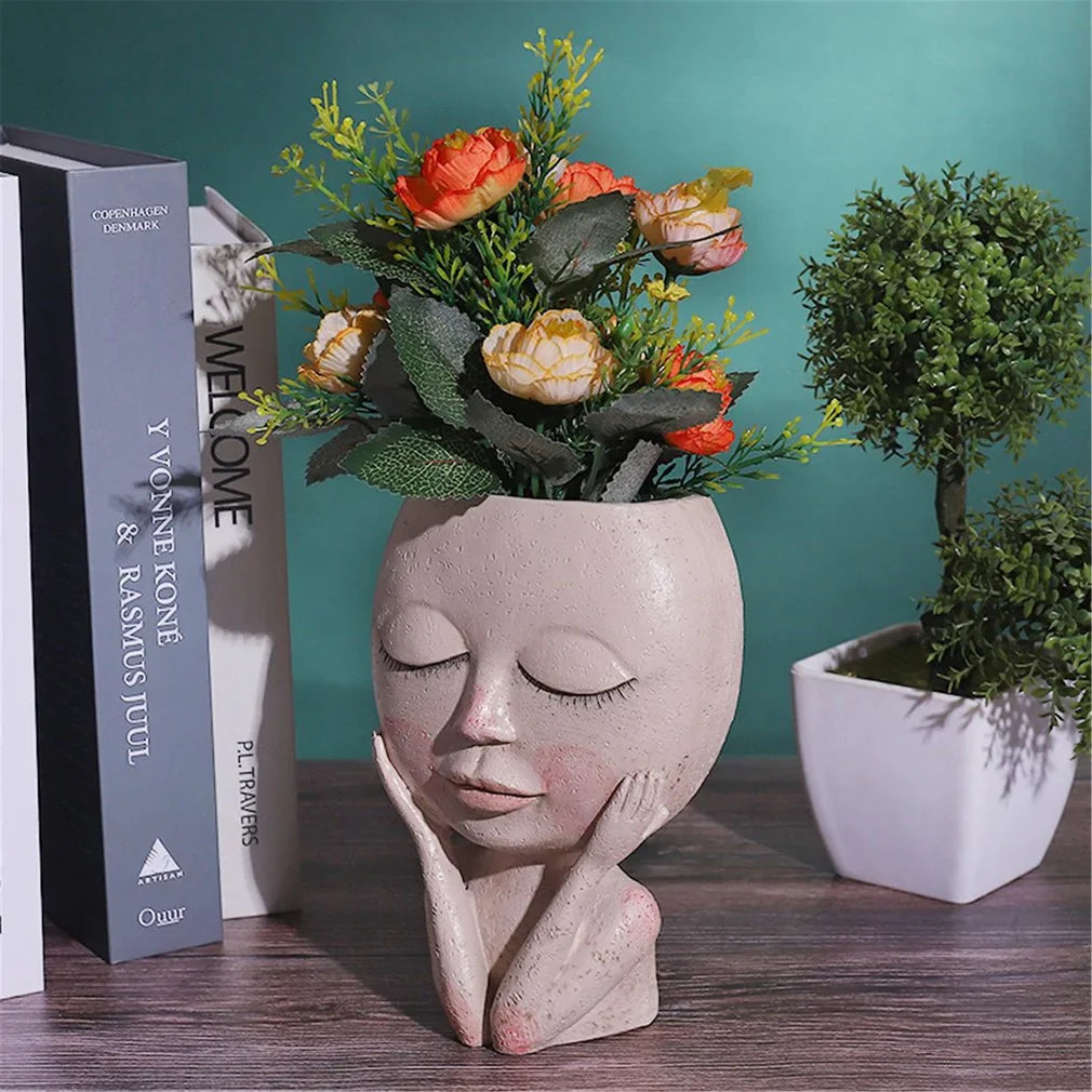 Girls Face Head Flower Planter Succulent.