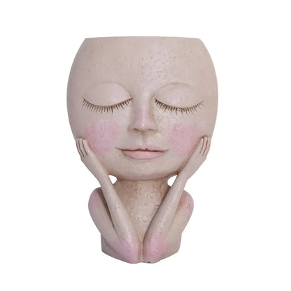 Girls Face Head Flower Planter Succulent.