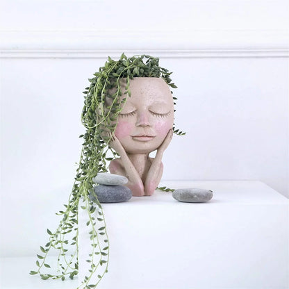 Girls Face Head Flower Planter Succulent.